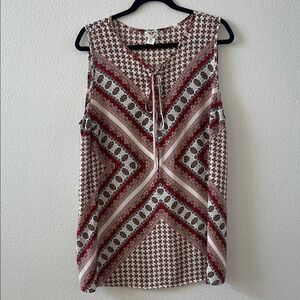 Artisan Ny Red and Cream Patterned Blouse